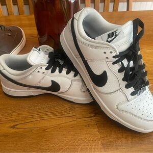 Nike white and black dunk low shoes mens size 7.5